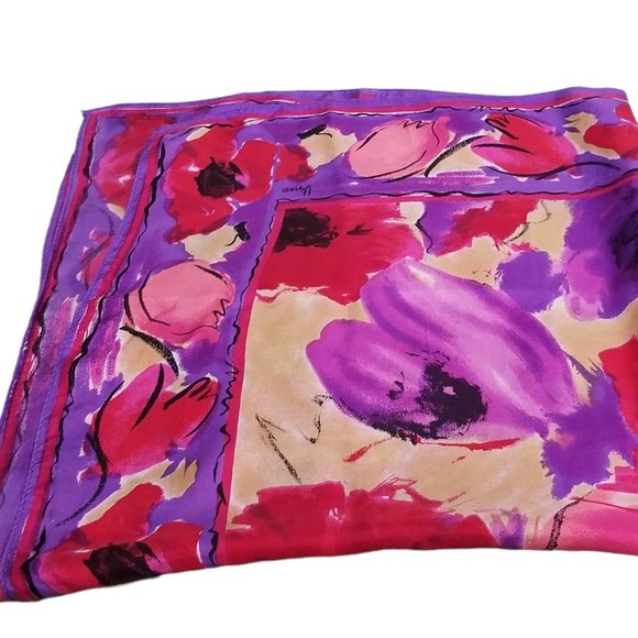 Vera Neumann Red, Purple, & Gold Silk Art Scarf Modernism Art Graphic Design - Picture 3 of 7